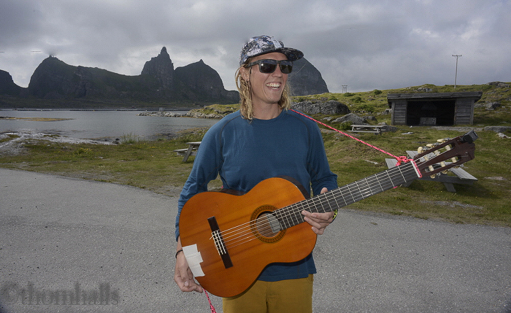 Before the festival, early arrivals enjoy the peace and quiet of the island. This man was roaming the hills singing apparently to himself or anyone else who would listen and said he came  a week early to enjoy the quiet before all the craziness began.